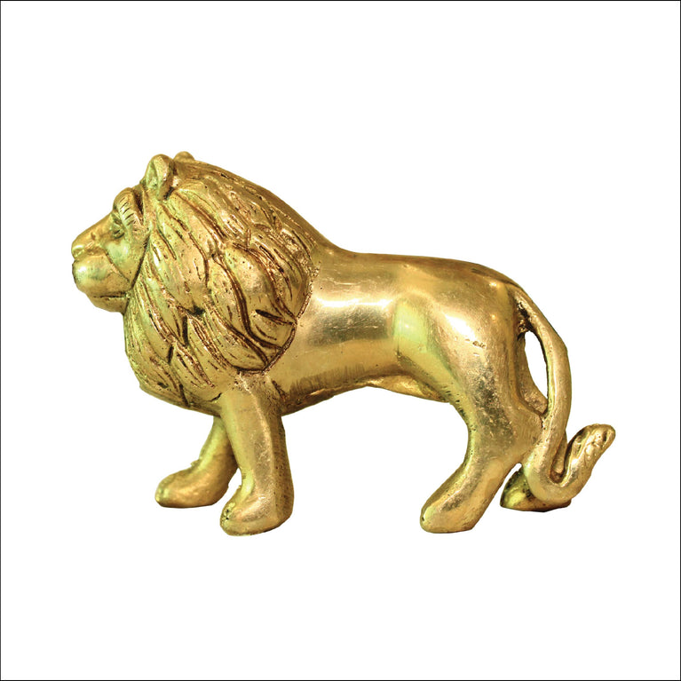 Leo Traders Lion Brass Statue for Vastu (Height : 6.5 cm) || Antique Brass Vastu Lion Statue