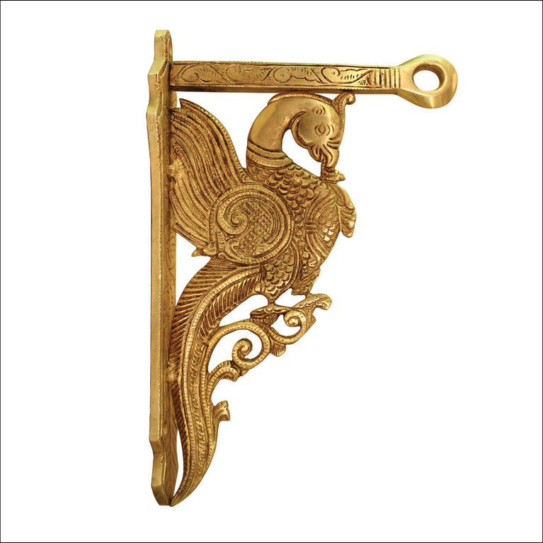 Brass Traditonal Parrot Design Hook Holder for Wall Lantern/Chain/Bells/Diya | Home Decor 12 Inches