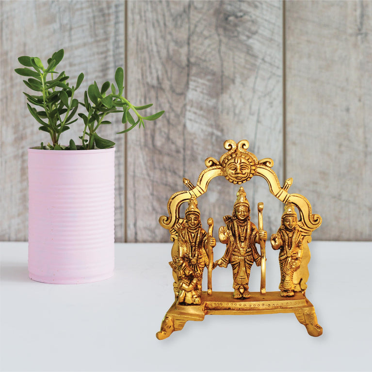 Brass Ram Darbar Lord Rama Laxman and Sita Religious Statue for Home Decor|Exquisite Religious Home Decor Piece