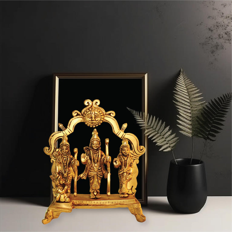 Brass Ram Darbar Lord Rama Laxman and Sita Religious Statue for Home Decor|Exquisite Religious Home Decor Piece