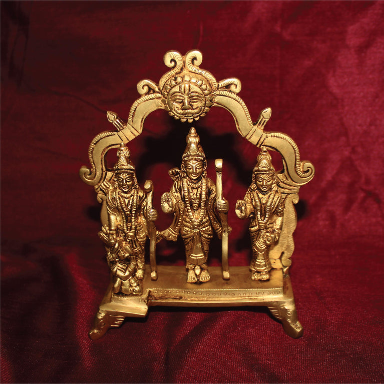 Brass Ram Darbar Lord Rama Laxman and Sita Religious Statue for Home Decor|Exquisite Religious Home Decor Piece