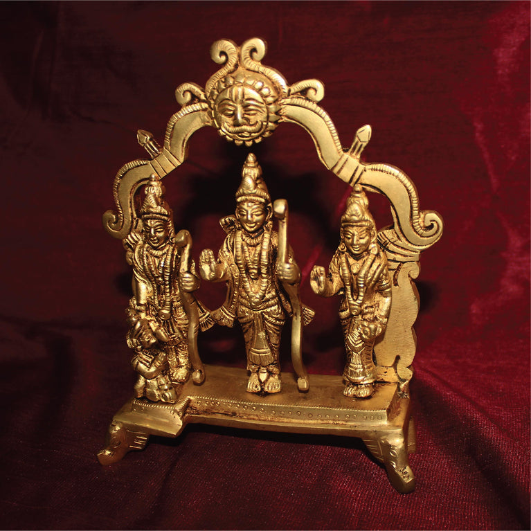 Brass Ram Darbar Lord Rama Laxman and Sita Religious Statue for Home Decor|Exquisite Religious Home Decor Piece