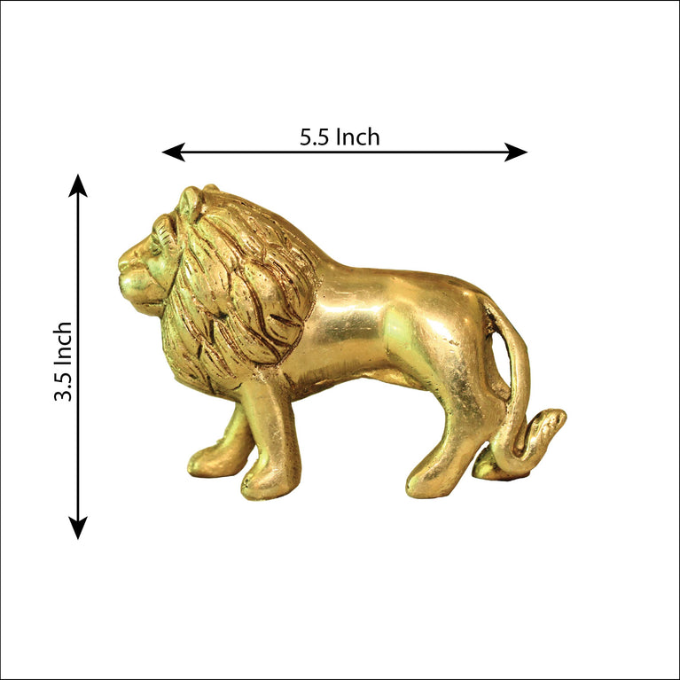 Leo Traders Lion Brass Statue for Vastu (Height : 6.5 cm) || Antique Brass Vastu Lion Statue