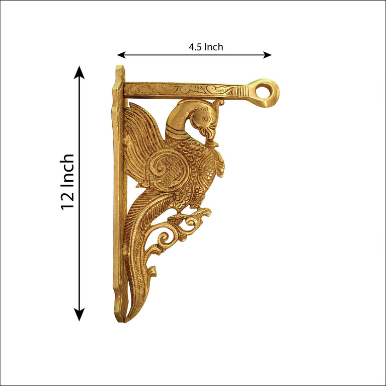 Brass Traditonal Parrot Design Hook Holder for Wall Lantern/Chain/Bells/Diya | Home Decor 12 Inches