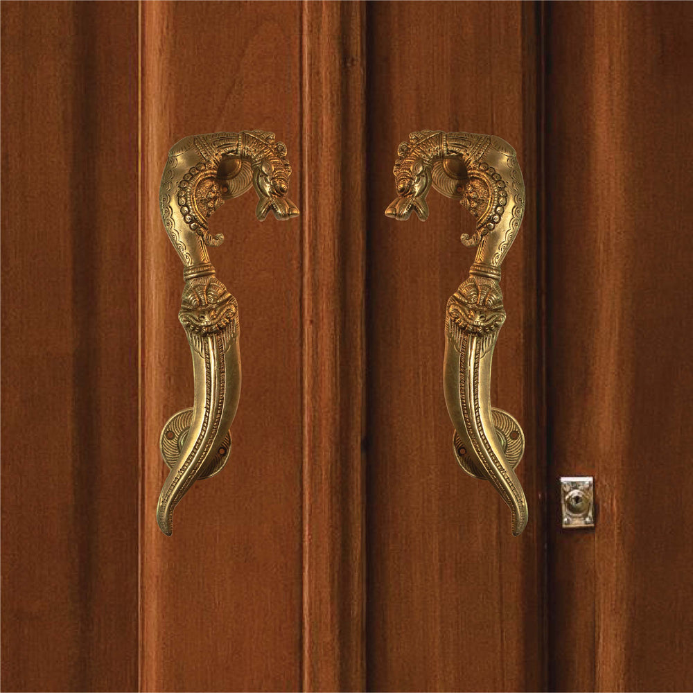 Brass Creature Door Pull Mythical Animal Door Handle Pair Entry Welcome