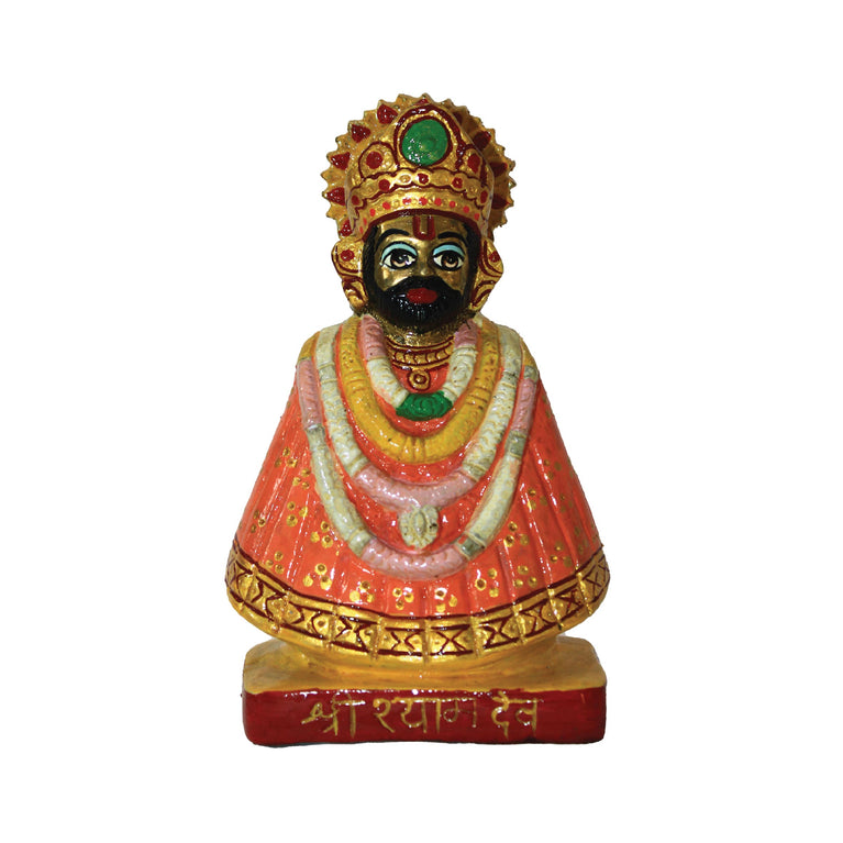 Khatu Shyam Ji Premium Brass Fully Hand Painted for Home & Temple ( 6 Inch )