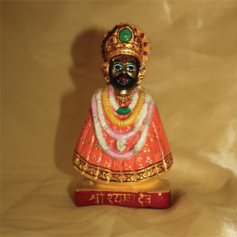 Khatu Shyam Ji Premium Brass Fully Hand Painted for Home & Temple ( 6 Inch )