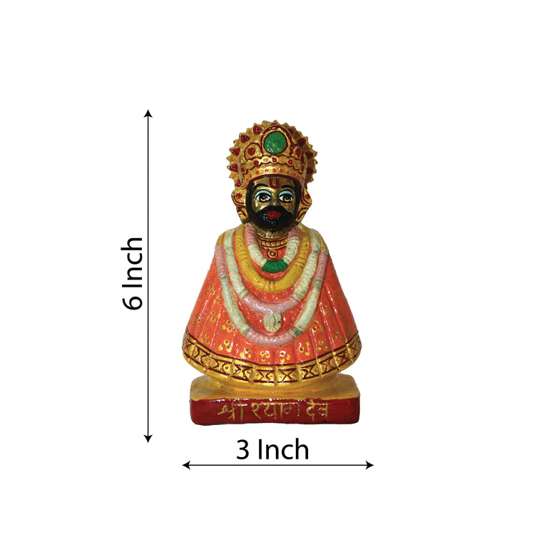 Khatu Shyam Ji Premium Brass Fully Hand Painted for Home & Temple ( 6 Inch )