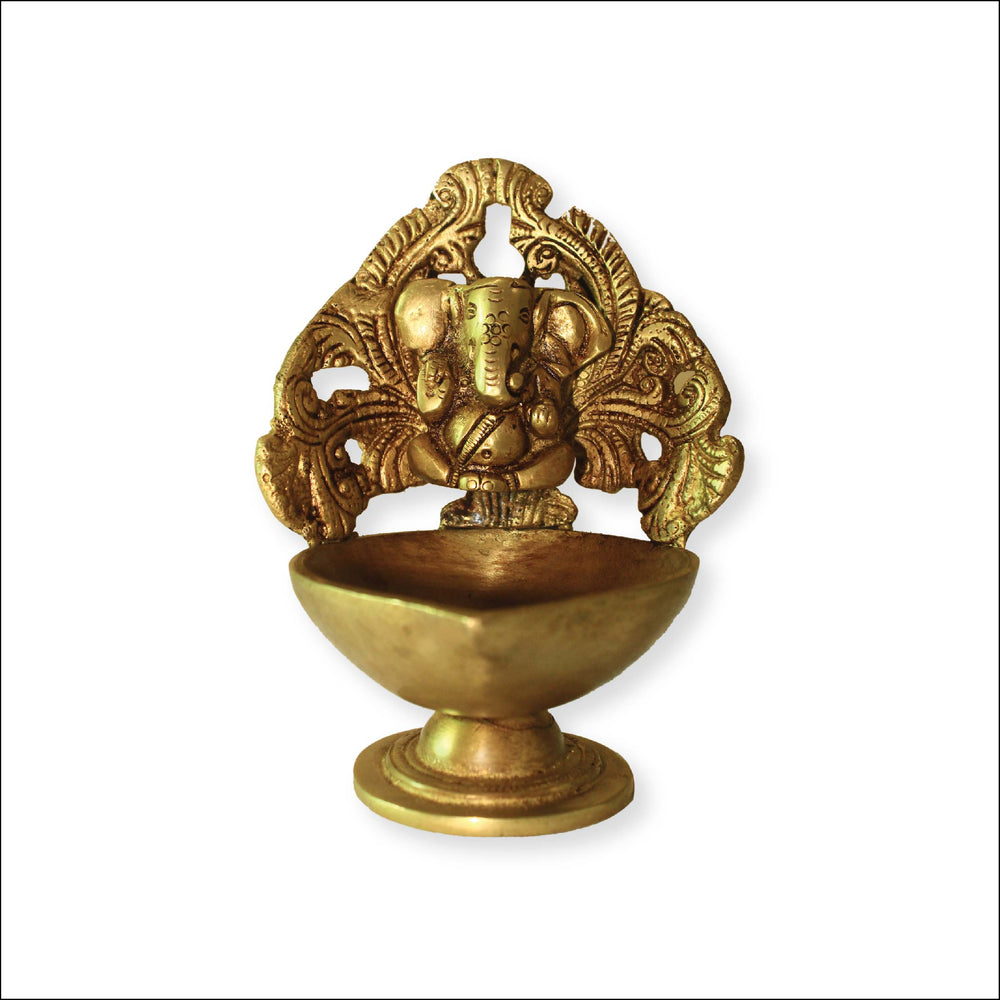 Brass Ganesha Diya For Pooja Room Home Diwali Décor Gift Showpiece 5"