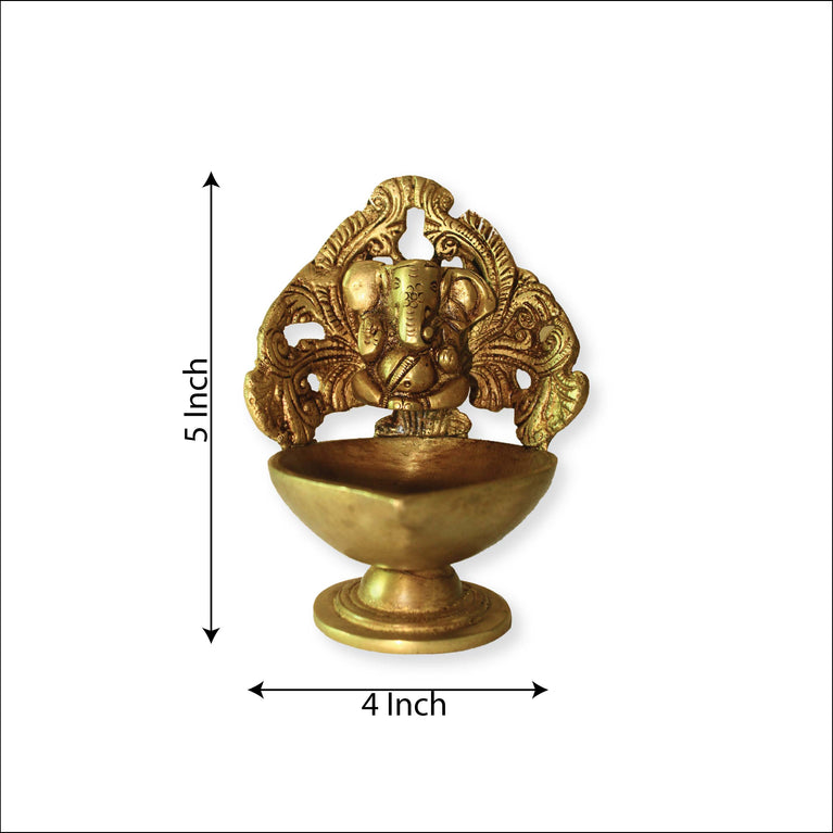 Brass Ganesha Diya For Pooja Room Home Diwali Décor Gift Showpiece 5"