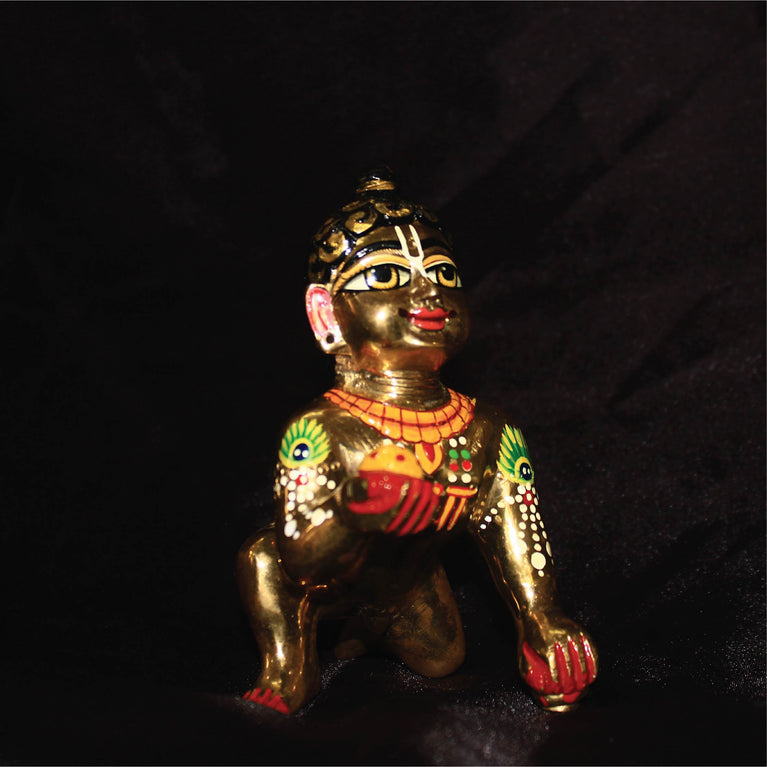 Laddu Gopal Idol/Bal Gopal/Golden Decorative Showpiece - 5.4 Inch  (Brass, Gold)