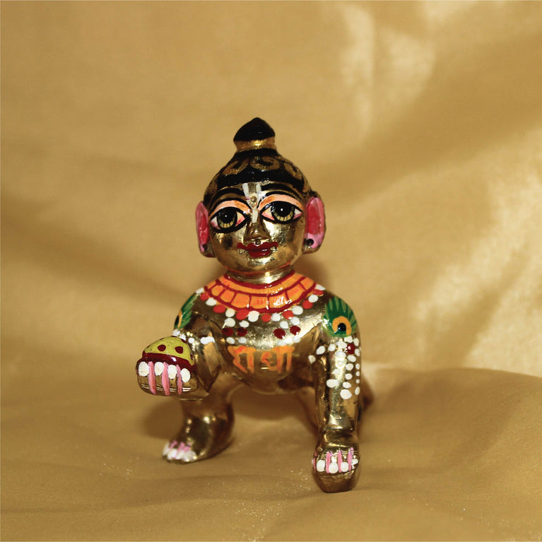 Laddu Gopal Idol/Bal Gopal/Golden Decorative Showpiece - 5.4 Inch  (Brass, Gold)