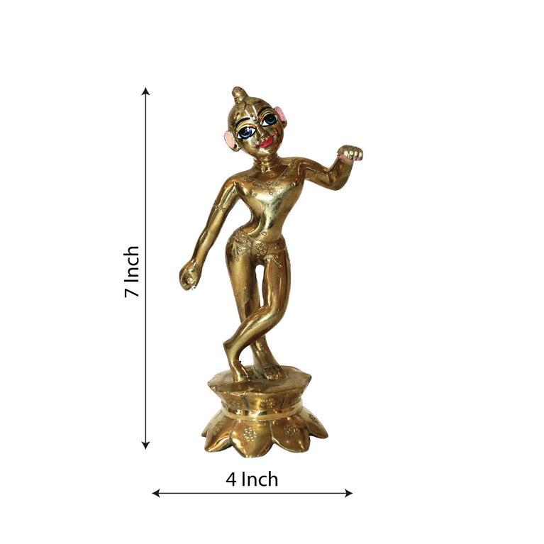 Shri Radha Beautiful Original Bass Decorative Showpiece - 7 Inch (Brass, Gold)