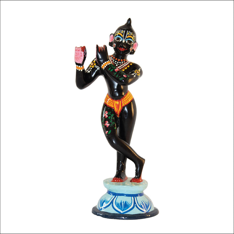 Asta Dhatu - Brass Made Black Painted Krishna Idol Statue for Home Temple ( 12 Inch Height)