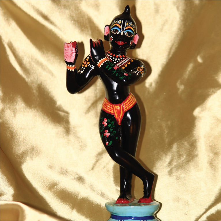 Asta Dhatu - Brass Made Black Painted Krishna Idol Statue for Home Temple ( 12 Inch Height)