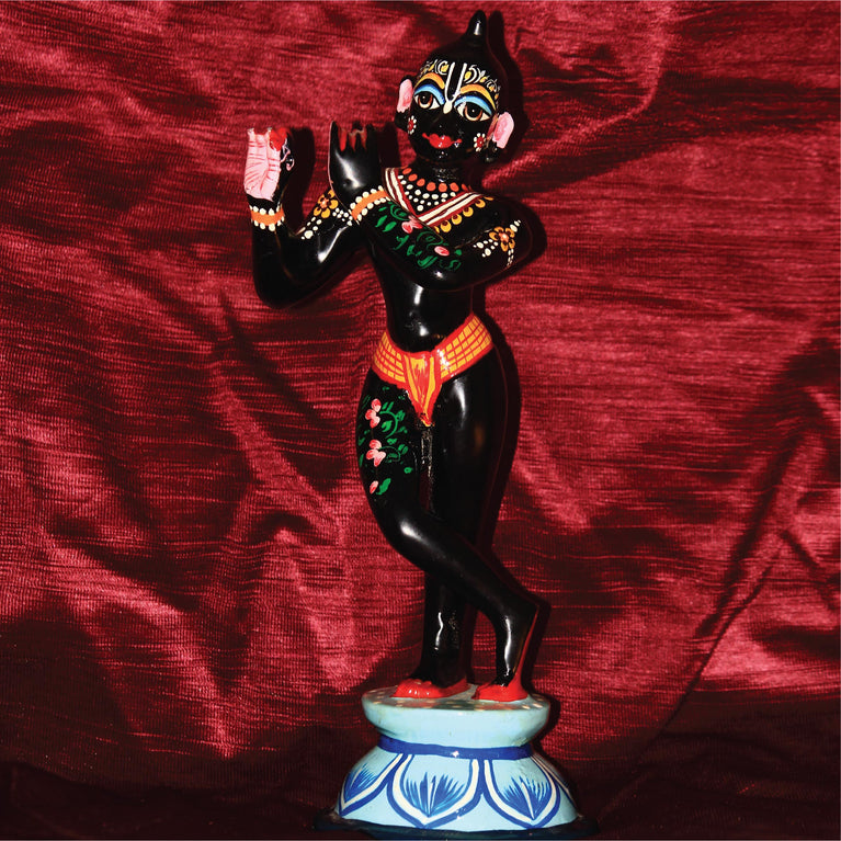 Asta Dhatu - Brass Made Black Painted Krishna Idol Statue for Home Temple ( 12 Inch Height)