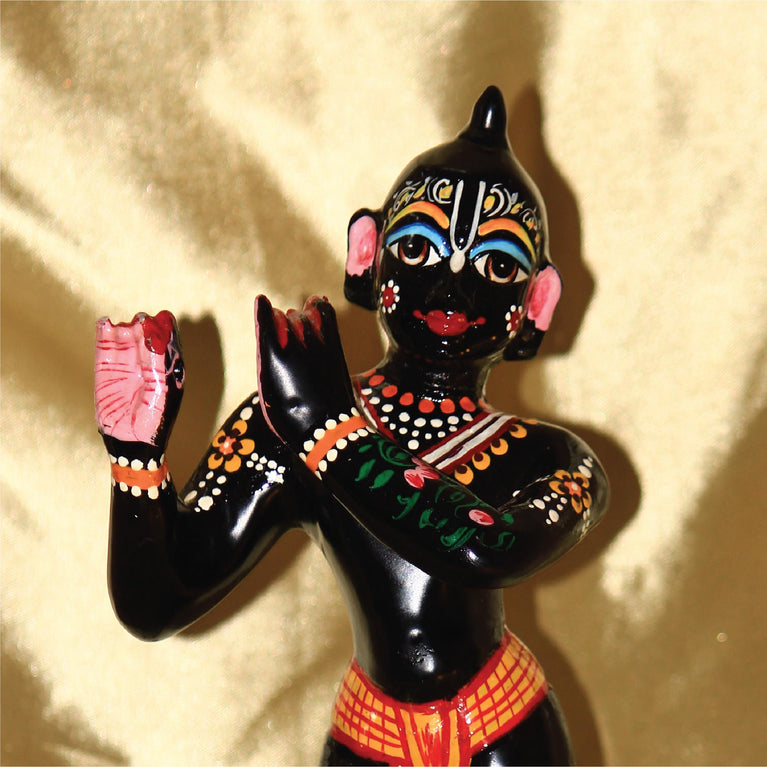 Asta Dhatu - Brass Made Black Painted Krishna Idol Statue for Home Temple ( 12 Inch Height)