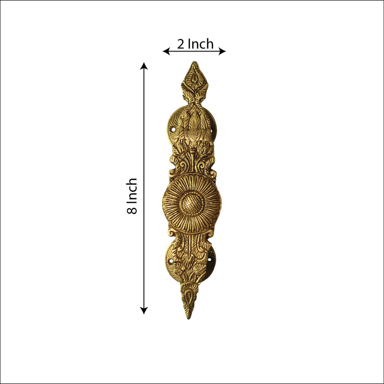 Sunflower Engraving Brass Door Pull Royal door Handle In Dull Golden