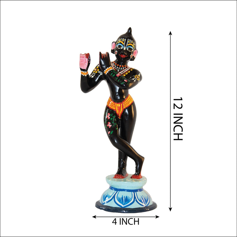 Asta Dhatu - Brass Made Black Painted Krishna Idol Statue for Home Temple ( 12 Inch Height)