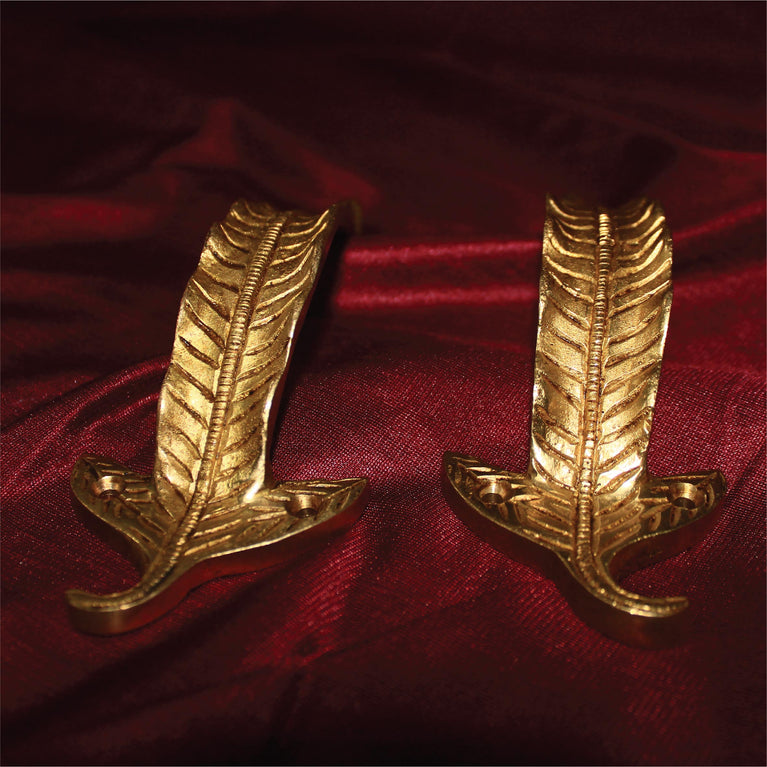 Brass Leaf Design Door Handle Set - Decorative Brass Door Handles