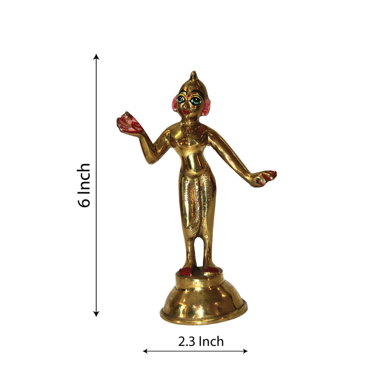 Shri Radha Beautiful Original Bass Decorative Showpiece - 6 Inch (Brass, Gold)