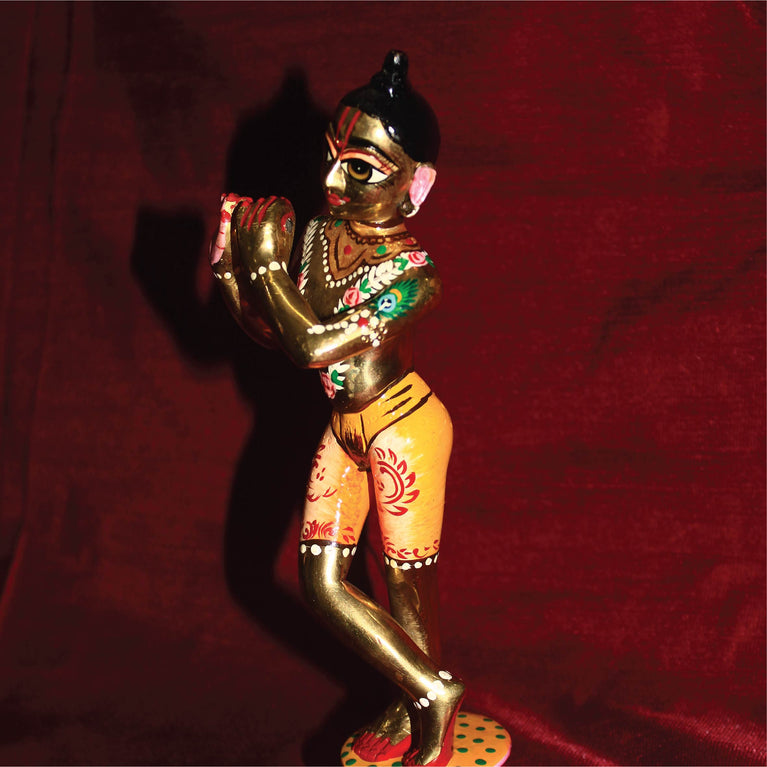 Shri Krishna 9 Inch Ashtadhatu Premium Brass Decorative Showpiece (Fully Makeup)