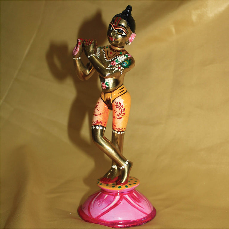 Shri Krishna 9 Inch Ashtadhatu Premium Brass Decorative Showpiece (Fully Makeup)