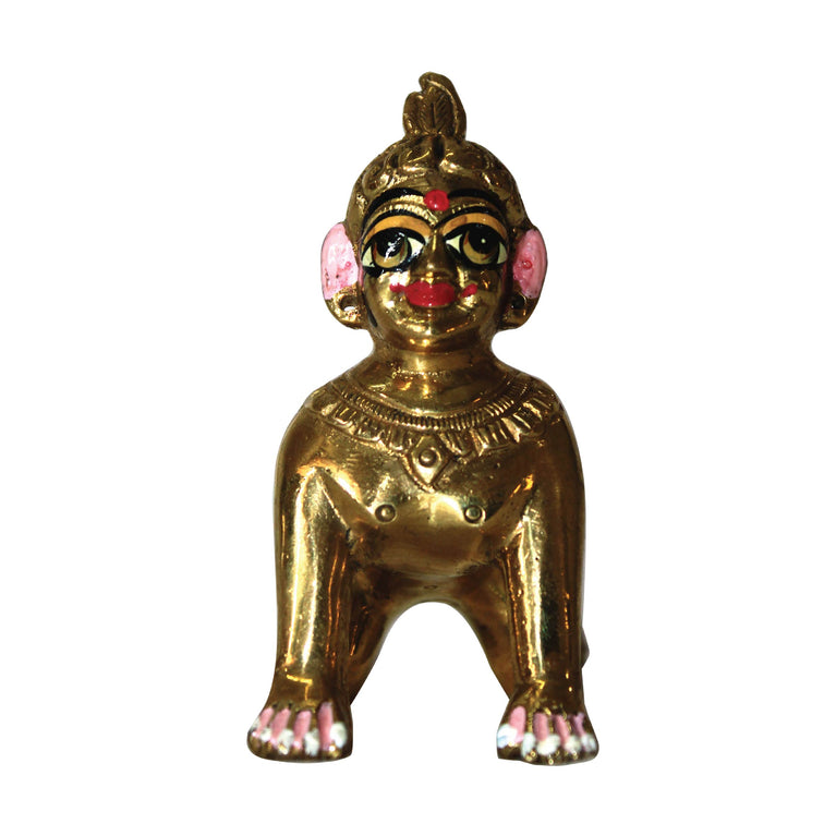 Astadhatu Brass Baal/Baby Radha Antique Idol Decorative Showpiece - 4 Inch (Brass, Gold)