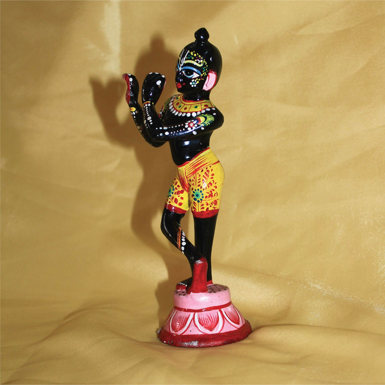 Asta Dhatu - Premium Brass Made Black Painted Krishna Idol Statue for Home Temple ( 7 Inch Height)