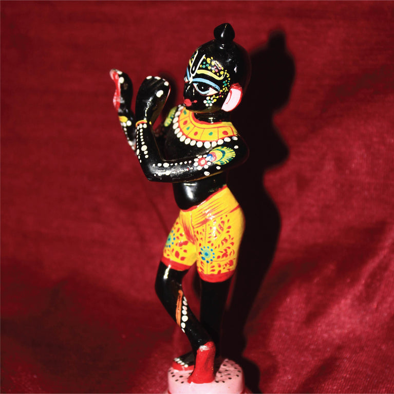 Asta Dhatu - Premium Brass Made Black Painted Krishna Idol Statue for Home Temple ( 7 Inch Height)