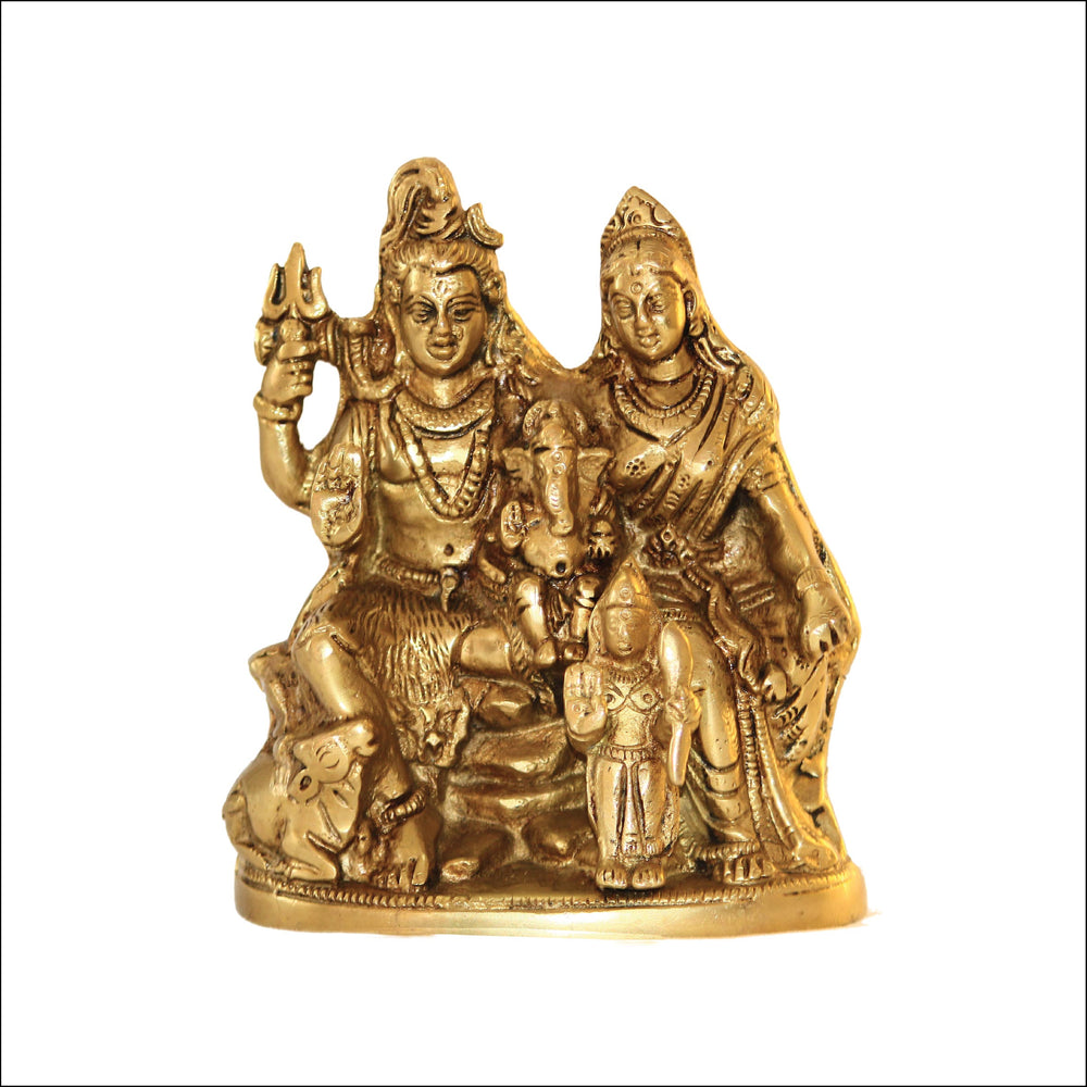 100% Pure Brass Lord Shiv Parivar | God Idol | Ganesh, Kartikey, Mahadev, Shivling Statue | Ideal for Puja ghar, Home, Office | Auspicious Idol | Gifting | 6.5 Inch