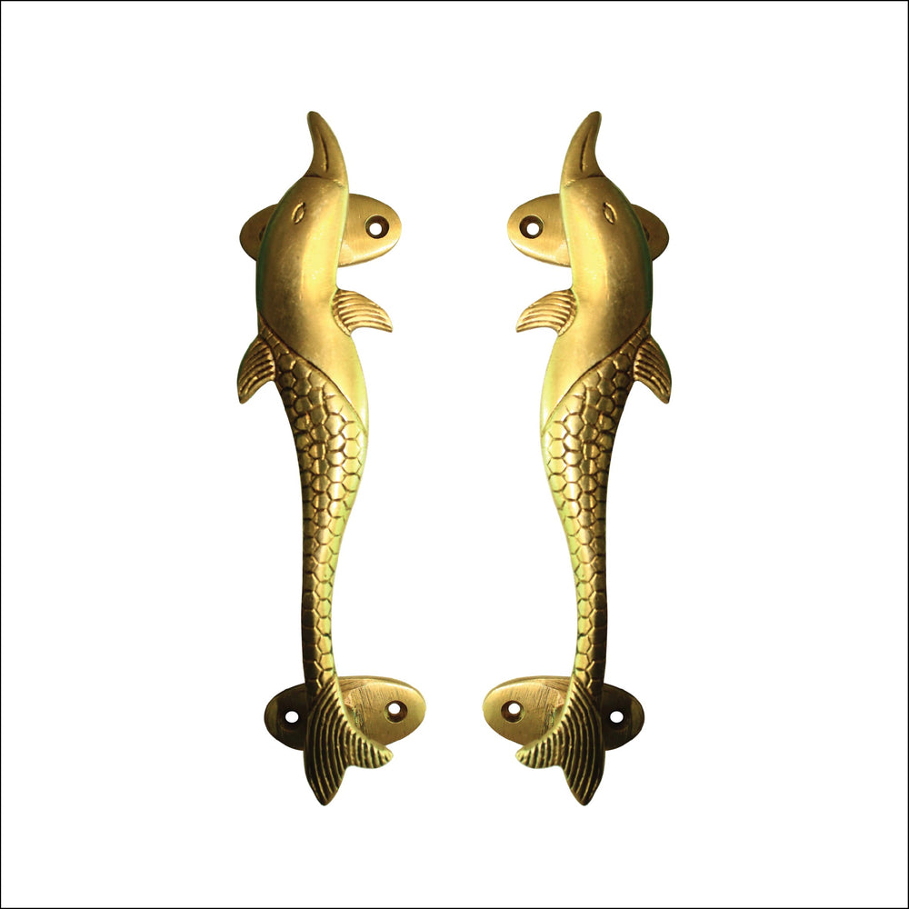 Large Dolphin Main door Handle | Brass Golden Color Wardrobe Door Pull