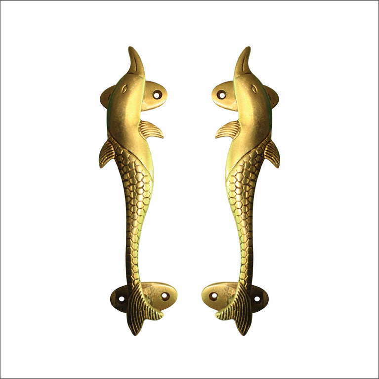 Large Dolphin Main door Handle | Brass Golden Color Wardrobe Door Pull