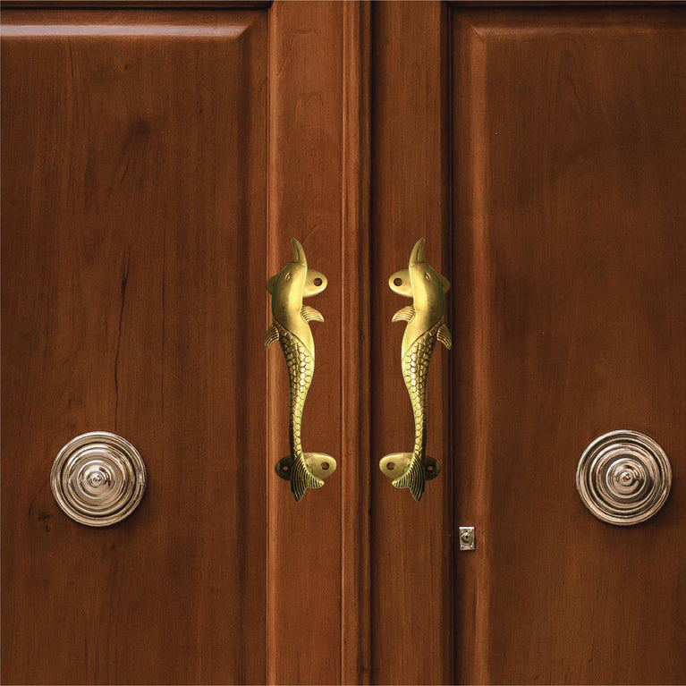 Large Dolphin Main door Handle | Brass Golden Color Wardrobe Door Pull