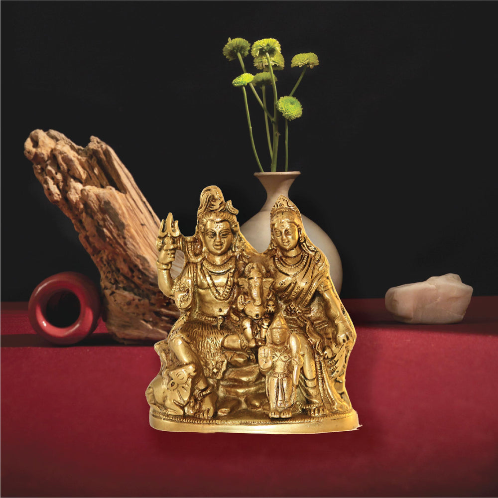 100% Pure Brass Lord Shiv Parivar | God Idol | Ganesh, Kartikey, Mahadev, Shivling Statue | Ideal for Puja ghar, Home, Office | Auspicious Idol | Gifting | 6.5 Inch