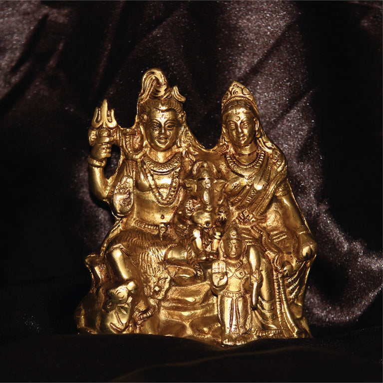 100% Pure Brass Lord Shiv Parivar | God Idol | Ganesh, Kartikey, Mahadev, Shivling Statue | Ideal for Puja ghar, Home, Office | Auspicious Idol | Gifting | 6.5 Inch