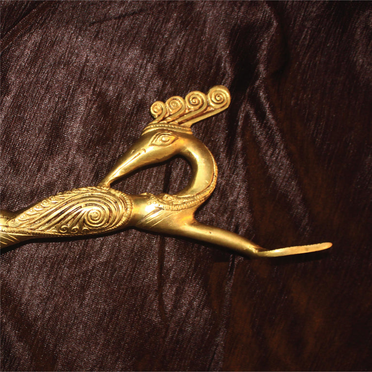 16'' Inches Congo Peafowl Brass Handle | Rustic Peacock Art Door Pull in Golden Color | Entrance Home Collectible Accessories