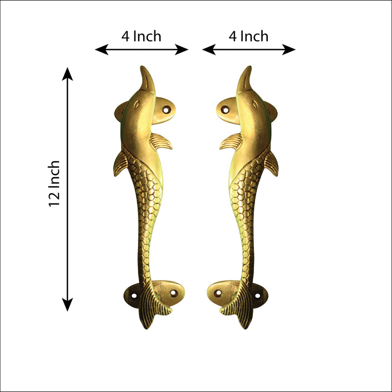 Large Dolphin Main door Handle | Brass Golden Color Wardrobe Door Pull