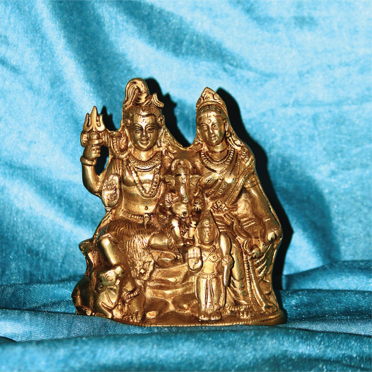 100% Pure Brass Lord Shiv Parivar | God Idol | Ganesh, Kartikey, Mahadev, Shivling Statue | Ideal for Puja ghar, Home, Office | Auspicious Idol | Gifting | 6.5 Inch