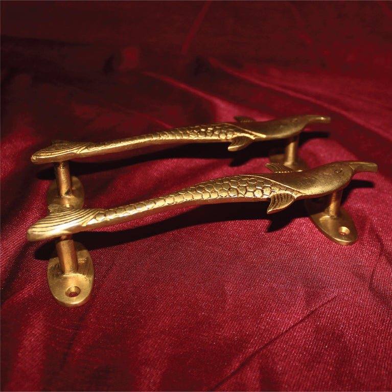 Large Dolphin Main door Handle | Brass Golden Color Wardrobe Door Pull