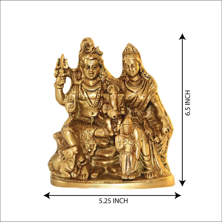 100% Pure Brass Lord Shiv Parivar | God Idol | Ganesh, Kartikey, Mahadev, Shivling Statue | Ideal for Puja ghar, Home, Office | Auspicious Idol | Gifting | 6.5 Inch