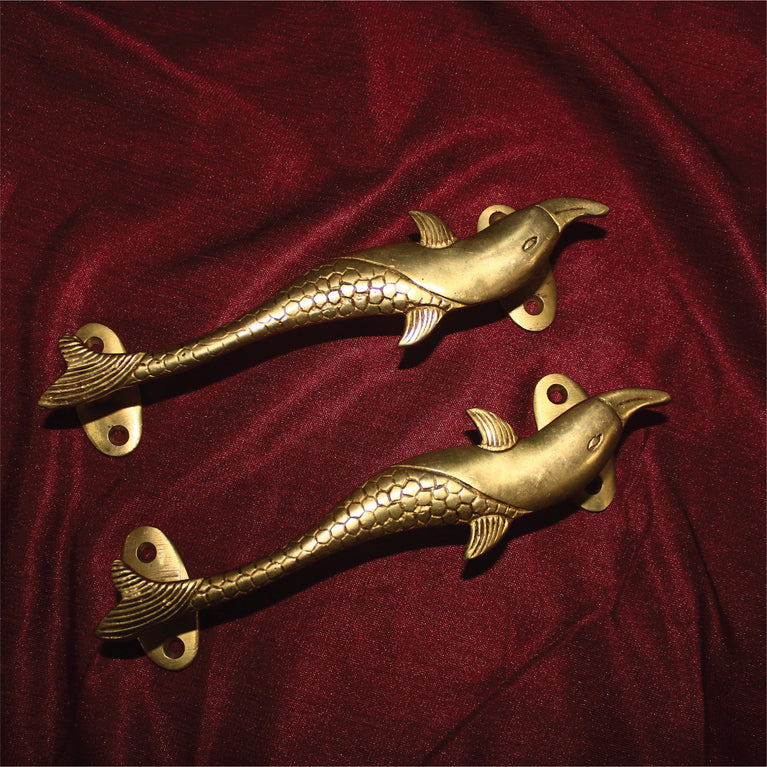 Large Dolphin Main door Handle | Brass Golden Color Wardrobe Door Pull