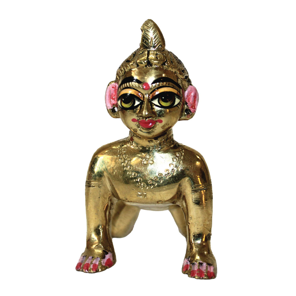 Ashtadhatu-Brass Laddu Radha Idol (Bal Radha Rani Ji) (3.3 Inch Height)