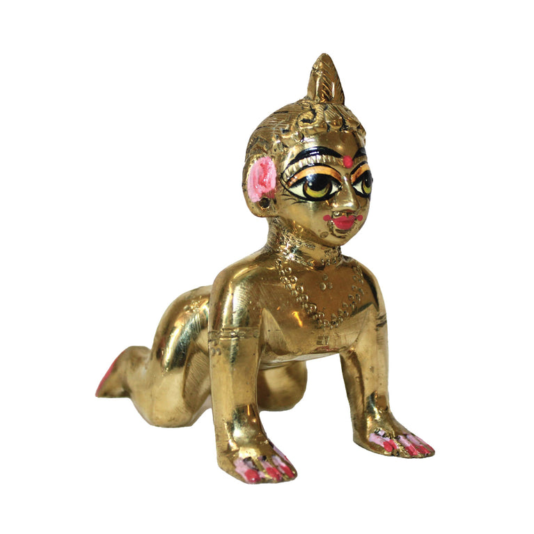 Ashtadhatu-Brass Laddu Radha Idol (Bal Radha Rani Ji) (3.3 Inch Height)