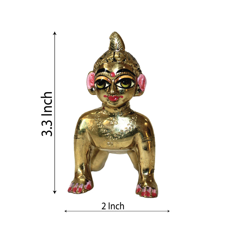 Ashtadhatu-Brass Laddu Radha Idol (Bal Radha Rani Ji) (3.3 Inch Height)