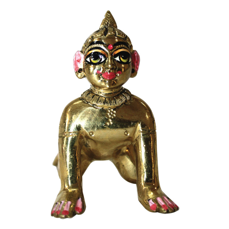 Ashtadhatu-Brass Laddu Radha Idol (Bal Radha Rani Ji) (4 Inch Height)