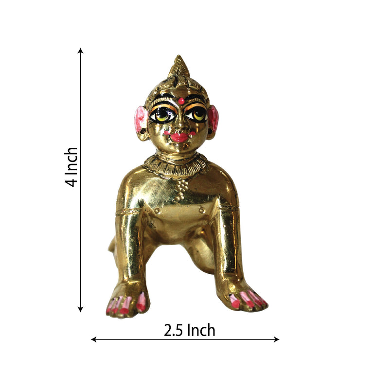 Ashtadhatu-Brass Laddu Radha Idol (Bal Radha Rani Ji) (4 Inch Height)