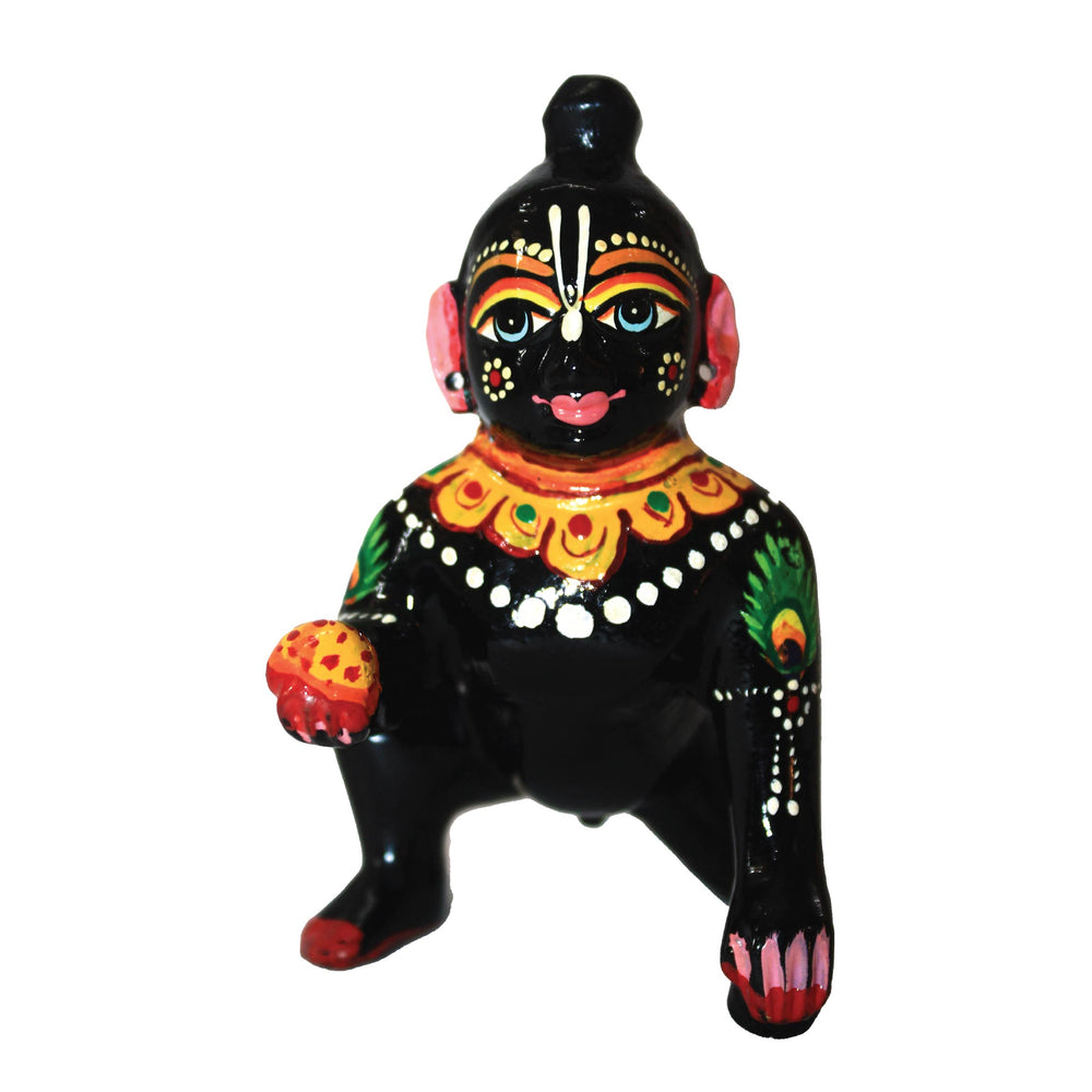 Laddoo Gopal Brass Vrindavan Laddoo Gopal Baby Krishna | Laddu Gopal Ji Murti Idol Statue Sculpture for Car Office Home Gifting  4 Inch