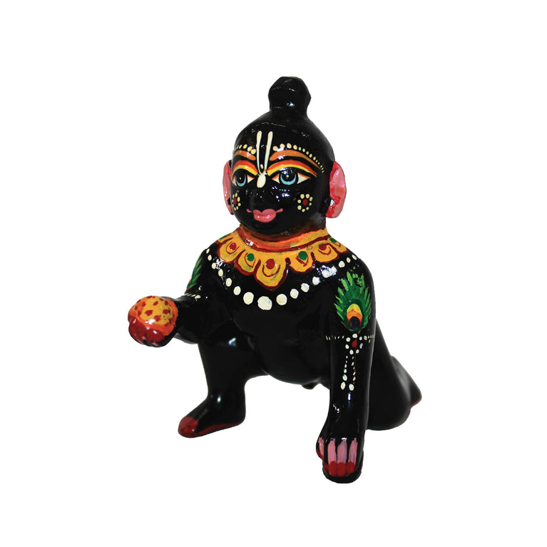 Laddoo Gopal Brass Vrindavan Laddoo Gopal Baby Krishna | Laddu Gopal Ji Murti Idol Statue Sculpture for Car Office Home Gifting  4 Inch