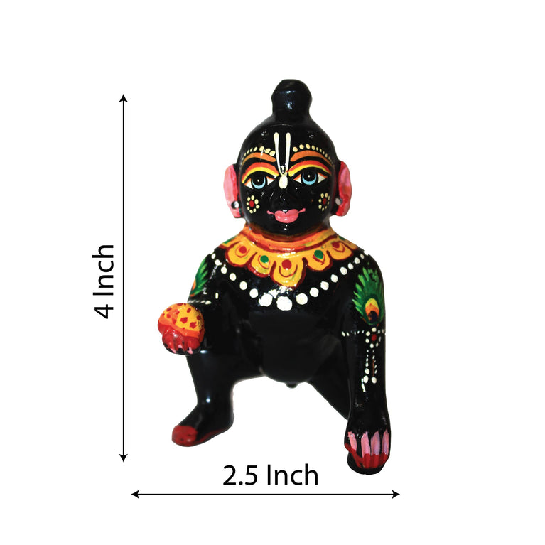 Laddoo Gopal Brass Vrindavan Laddoo Gopal Baby Krishna | Laddu Gopal Ji Murti Idol Statue Sculpture for Car Office Home Gifting  4 Inch